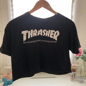 Thrasher Skateboard Magazine Black cropped Tshirt
